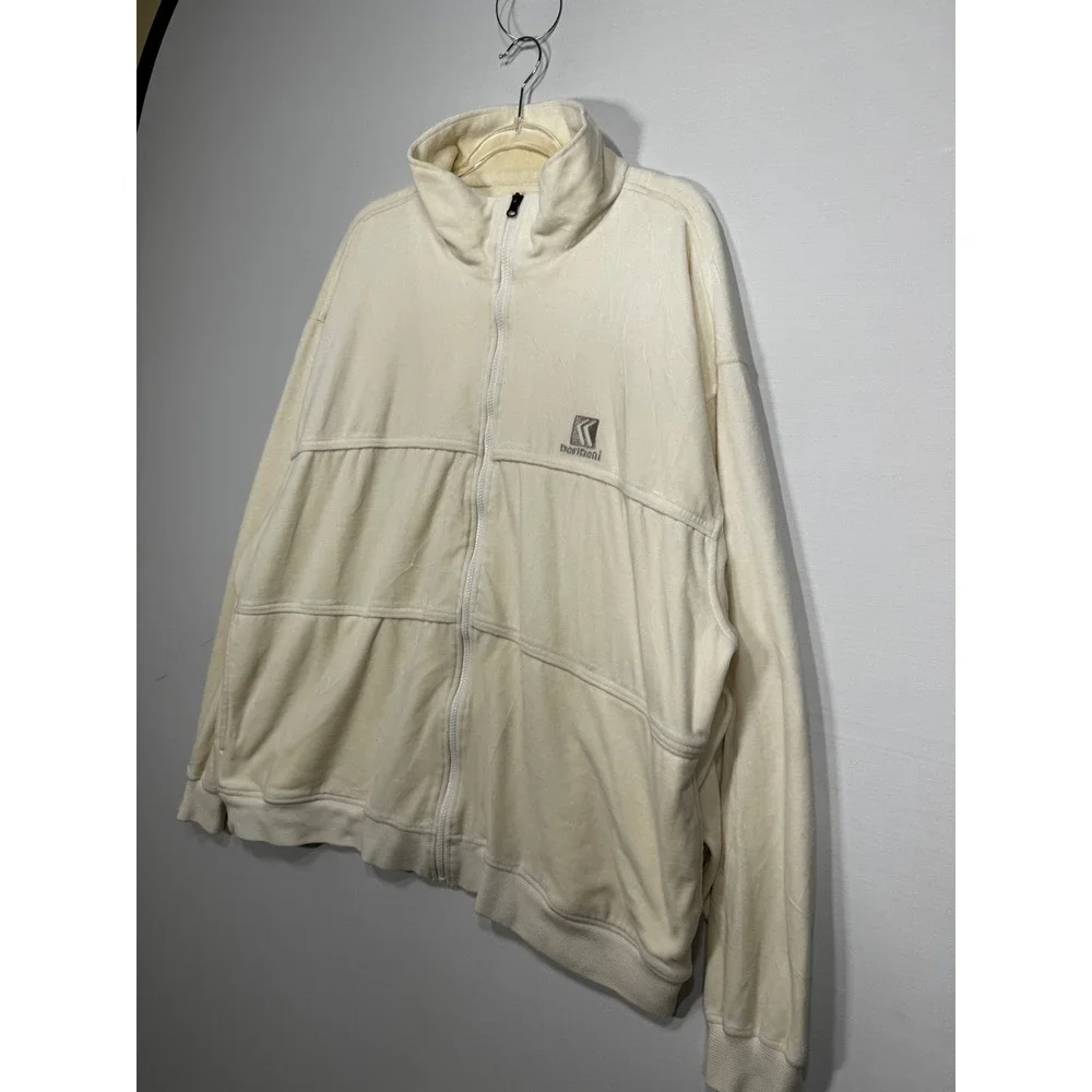 Karl Kani Velour Track Jacket Mens XXL Cream Full Zip Embroidered Excellent